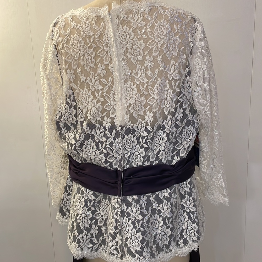 Alfred Angelo eggplant long satin skirt with lace top - mother of the br… - Picture 6 of 9